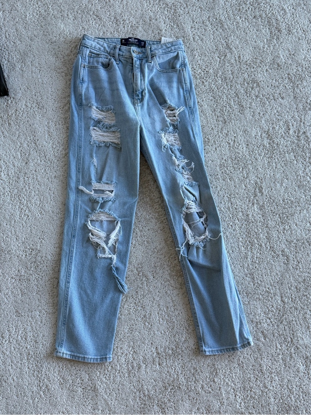 Hollister Light Blue Ripped Boyfriend Jeans